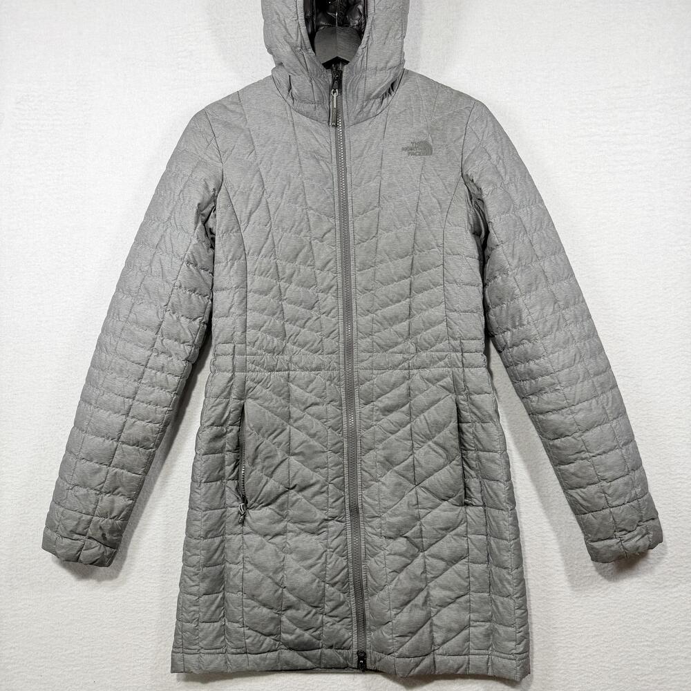 The North Face Jacket Womens XS Gray ThermoBall Hooded Quilted Parka Coat